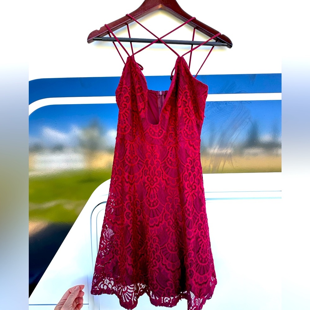 Maroon Lace Dress Like New. Size Small!